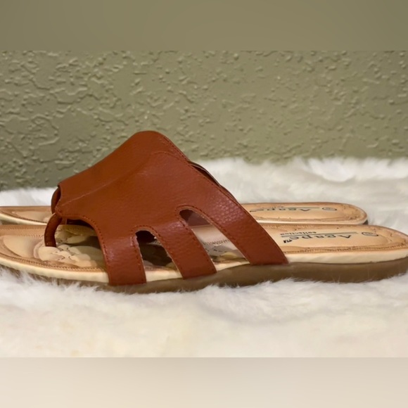 Agape Collection Leather Orthopedic Sandals Slides Flip Flops Thongs Shoes Tan - Picture 4 of 8